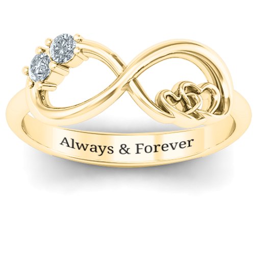 Double the Love Infinity Ring – 10K Yellow Gold with Cubic Zirconia