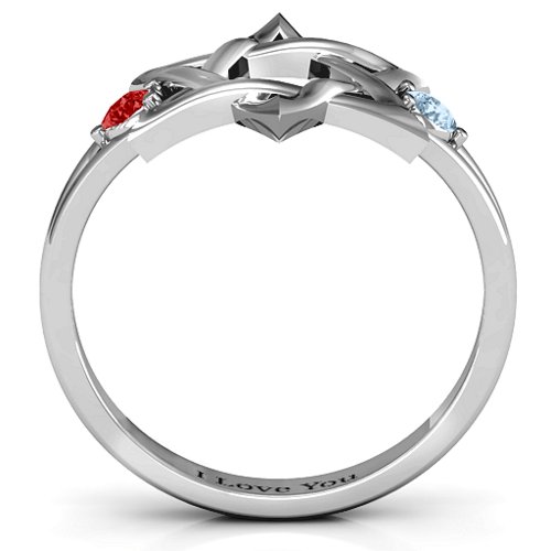 Classic Star of David Ring – 10K White Gold with Garnet and Aquamarine