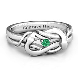 Snake Lover's Knot Ring in 925 Sterling Silver with Emerald