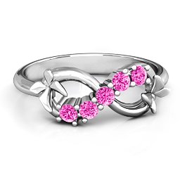 5 Stone Infinity with Soaring Butterflies