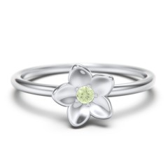 Stacking Flower RIng – 10K White Gold with Peridot