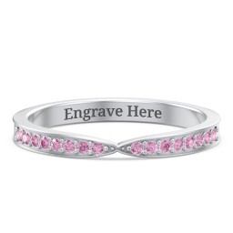 Tapered Stacking Band with Accents in 925 Sterling Silver with Red Premium Zirconia