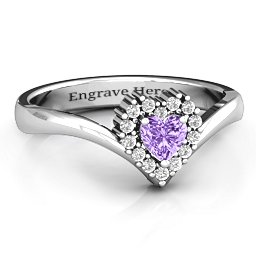 Peak of Love Ring in 925 Sterling Silver with Amethyst and White Premium Zirconia
