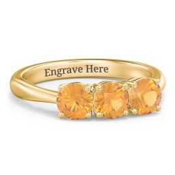 Radiant Trinity Ring in 18K Gold Plated Silver with Citrine