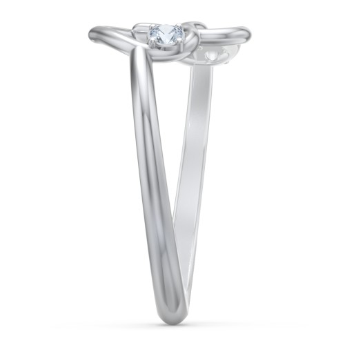 Linked in Love Ring – 10K White Gold with Pink Tourmaline and Aquamarine