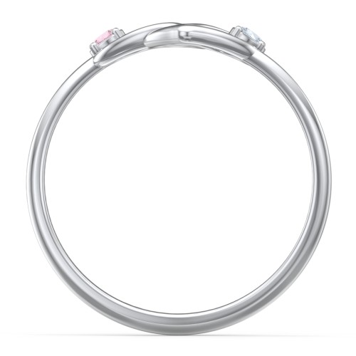 Linked in Love Ring – 10K White Gold with Pink Tourmaline and Aquamarine
