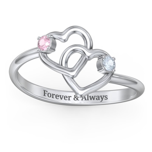 Linked in Love Ring – 10K White Gold with Pink Tourmaline and Aquamarine