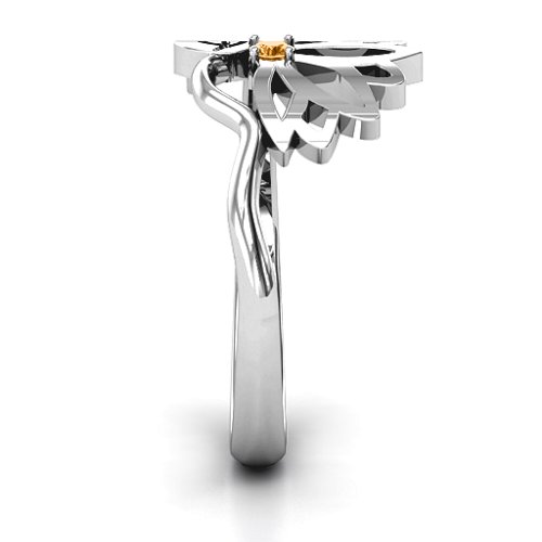 Leaves and Lotus Wrap Ring – Sterling Silver with Citrine