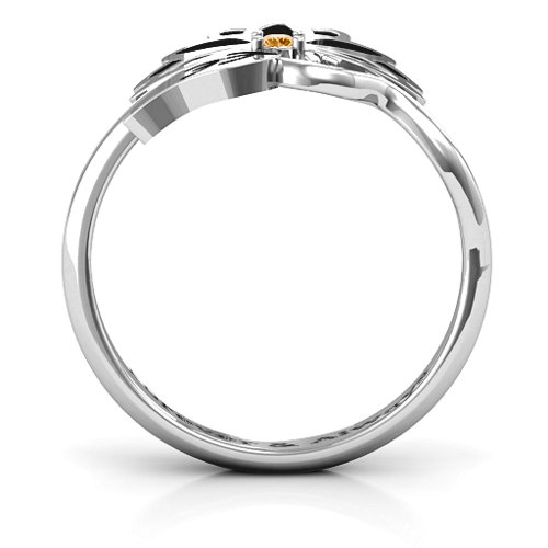 Leaves and Lotus Wrap Ring – Sterling Silver with Citrine