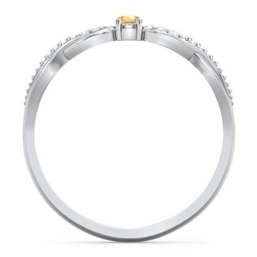Double Infinity Gemstone Ring with Accents – Sterling Silver with Citrine and White Premium Zirconia