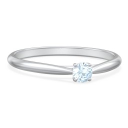 Classic Solitaire Sparkle Ring in 925 Sterling Silver with Aquamarine