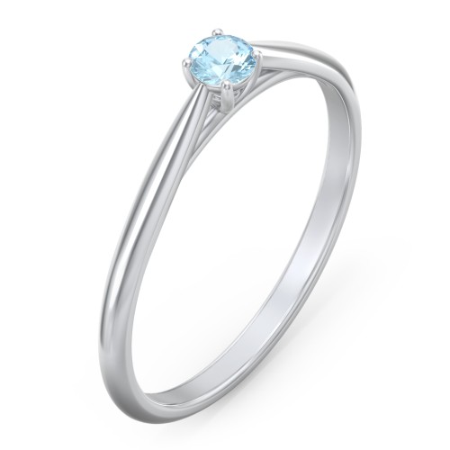 Classic Solitaire Sparkle Ring – Sterling Silver with Blue Topaz