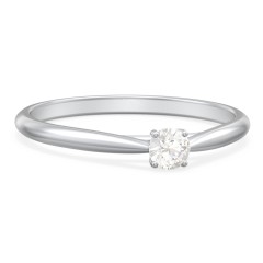 Classic Solitaire Sparkle Ring – 10K White Gold with Cubic Zirconia