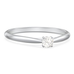 Classic Solitaire Sparkle Ring in 10K Solid White Gold