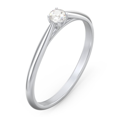 Classic Solitaire Sparkle Ring – 10K White Gold with Cubic Zirconia