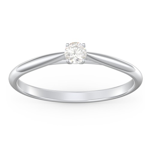 Classic Solitaire Sparkle Ring – 10K White Gold with Cubic Zirconia