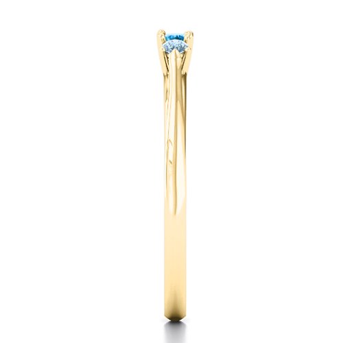 Trinity Ring on Classic Band – 10K Yellow Gold with Blue Topaz and Aquamarine