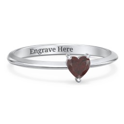 Solitaire Heart Gemstone Ring with Tapered Knife Edge Band