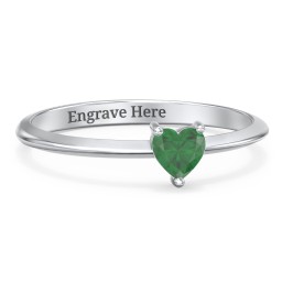 Solitaire Heart Gemstone Ring with Tapered Knife Edge Band
