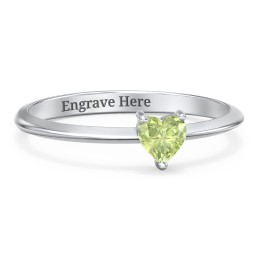 Solitaire Heart Gemstone Ring with Tapered Knife Edge Band