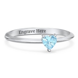 Solitaire Heart Gemstone Ring with Tapered Knife Edge Band