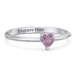 Solitaire Heart Gemstone Ring with Tapered Knife Edge Band