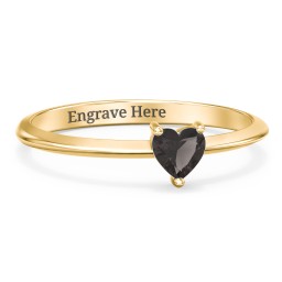 Solitaire Heart Gemstone Ring with Tapered Knife Edge Band in 18K Gold Plated Silver