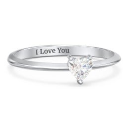 Solitaire Heart Gemstone Ring with Tapered Knife Edge Band