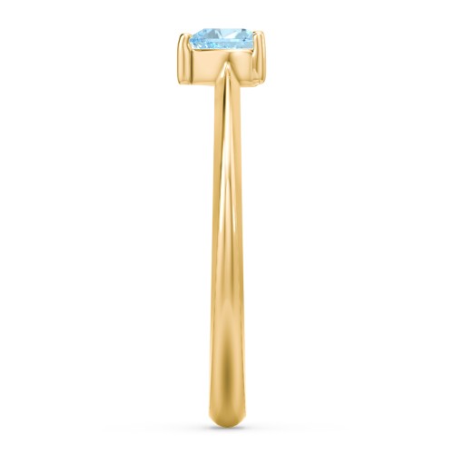 Solitaire Heart Gemstone Ring with Tapered Knife Edge Band – 18K Gold Plated Silver with Blue Topaz