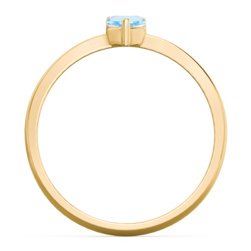 Solitaire Heart Gemstone Ring with Tapered Knife Edge Band – 18K Gold Plated Silver with Blue Topaz