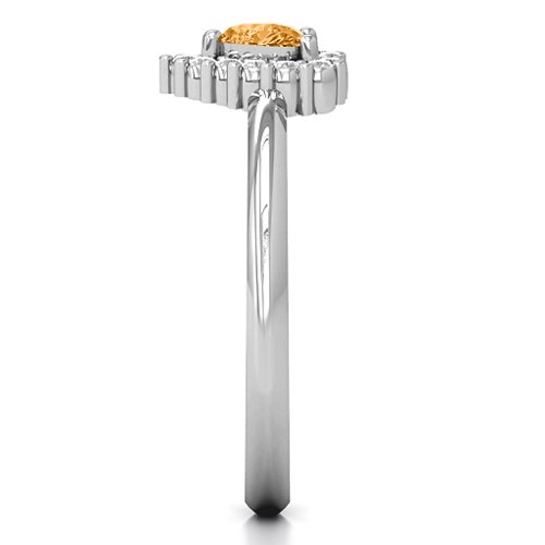 Heart with Halo Promise Ring – Sterling Silver with Citrine and White Premium Zirconia