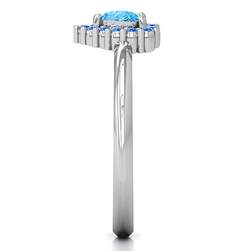 Heart with Halo Promise Ring – Sterling Silver with Blue Topaz and Fancy Blue Premium Zirconia