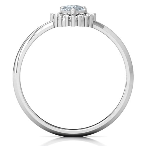 Heart with Halo Promise Ring – 10K White Gold with Cubic Zirconia and White Premium Zirconia