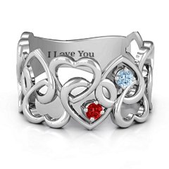 Your Heart and Mine Ring – 10K White Gold with Garnet and Aquamarine