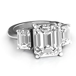 Emerald Cut Trinity Ring in 925 Sterling Silver