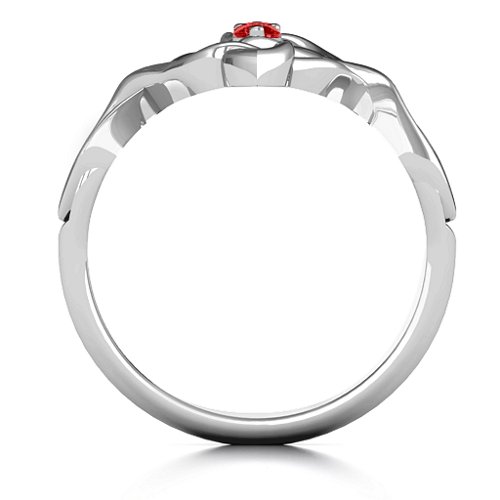 Celtic Sparkle Ring with Interwoven Infinity Band – Sterling Silver with Garnet