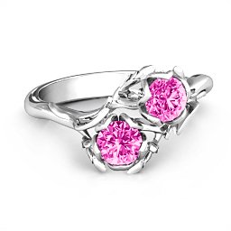 Be-leaf In Love Double Gemstone Floral Ring