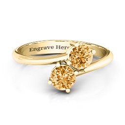 Destined For Love Double Gemstone Ring in 18K Gold Plated Silver with Citrine