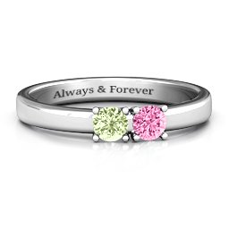 Meet In The Middle Two Stone Ring in 925 Sterling Silver