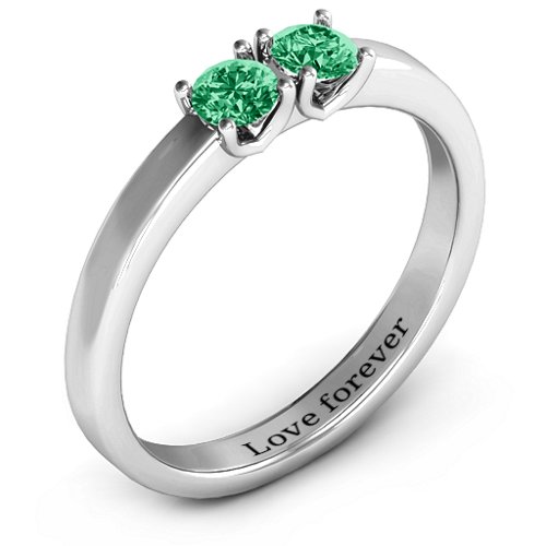 Meet In The Middle Two Stone Ring – Sterling Silver with Emerald