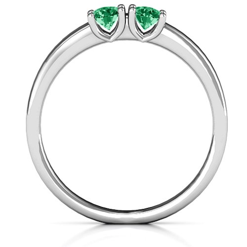 Meet In The Middle Two Stone Ring – Sterling Silver with Emerald