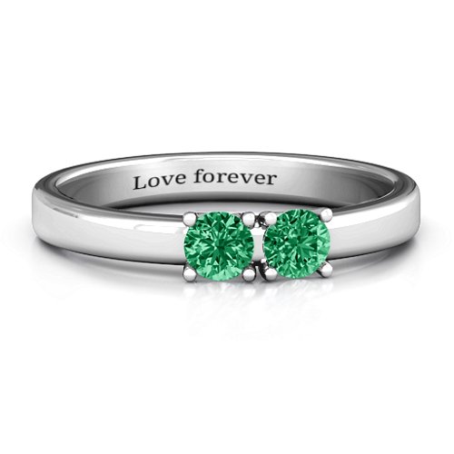 Meet In The Middle Two Stone Ring – Sterling Silver with Emerald