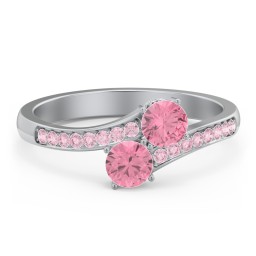 Two Stone Ring With Sparkling Accents And Filigree Settings