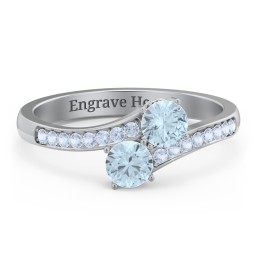 Two Stone Ring With Sparkling Accents And Filigree Settings