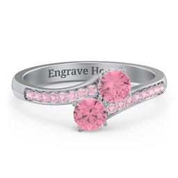 Two Stone Ring With Sparkling Accents And Filigree Settings