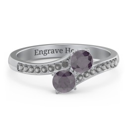 Two Stone Ring With Sparkling Accents And Filigree Settings