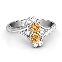 Sense of Style Two Stone Ring in 925 Sterling Silver with Citrine and White Premium Zirconia