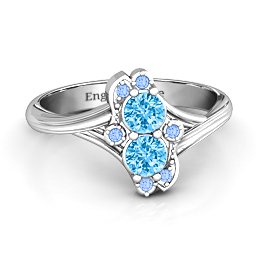 Sense of Style Two Stone Ring in 925 Sterling Silver with Blue Topaz and Fancy Blue Premium Zirconia