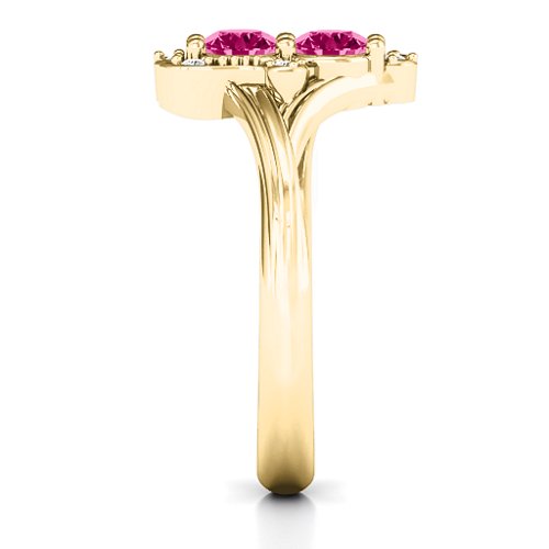 Sense of Style Two Stone Ring – 10K Yellow Gold with Ruby and White Premium Zirconia