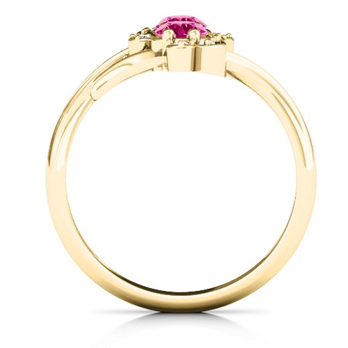 Sense of Style Two Stone Ring – 10K Yellow Gold with Ruby and White Premium Zirconia